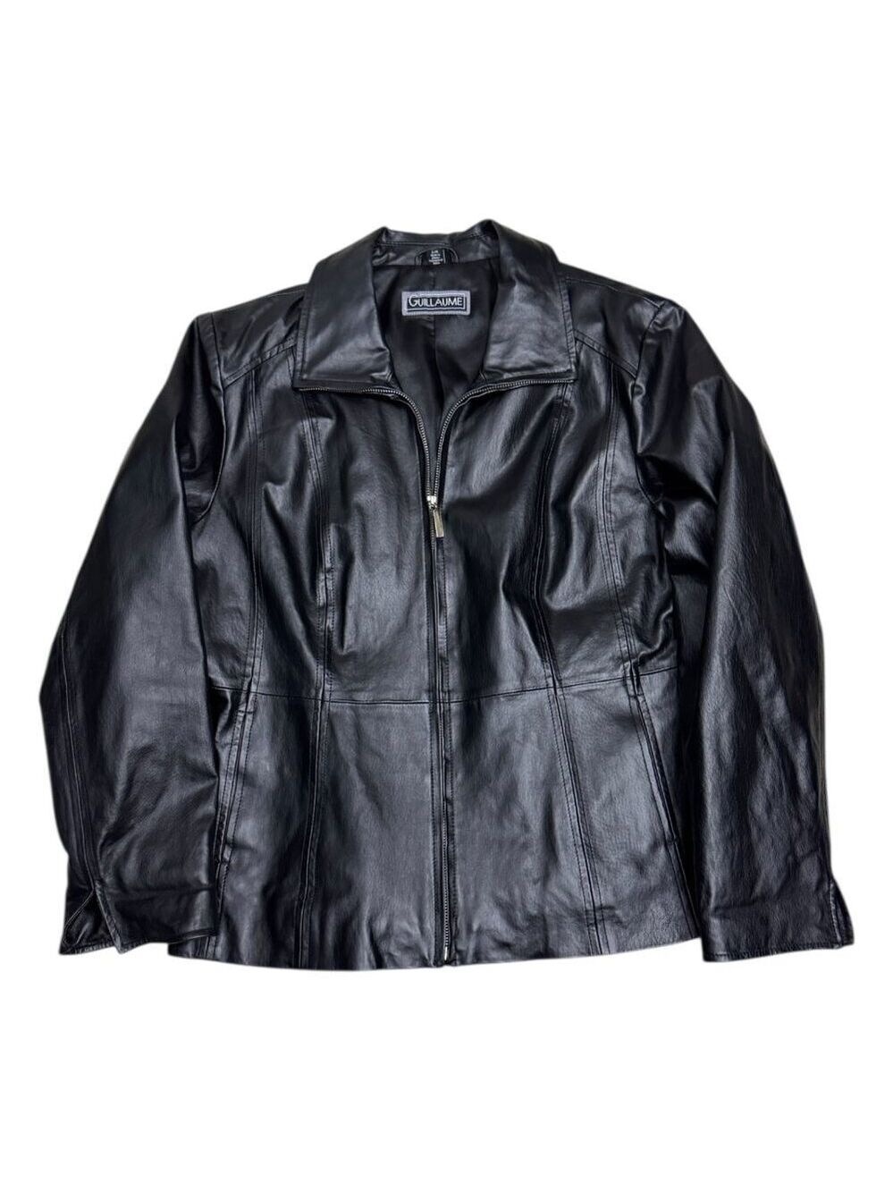 GUILLAUME Leather Jacket Luxury Designer Black Y2K Coat Womens Large